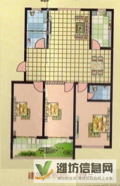 恒信無虛假 6000一平3室現(xiàn)房,三室朝陽,濰坊學