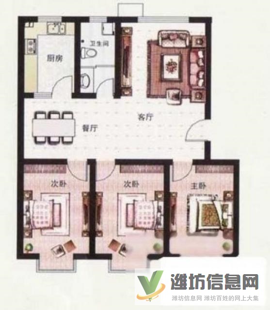 外國語,納福新城,多層三樓,三室朝陽,無費用